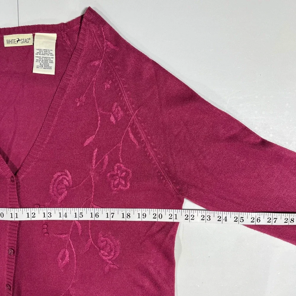 WhiteStag VTG 90 Folk Boho Floral Embroidered Cottagecore Cardigan Sweater 12 14
